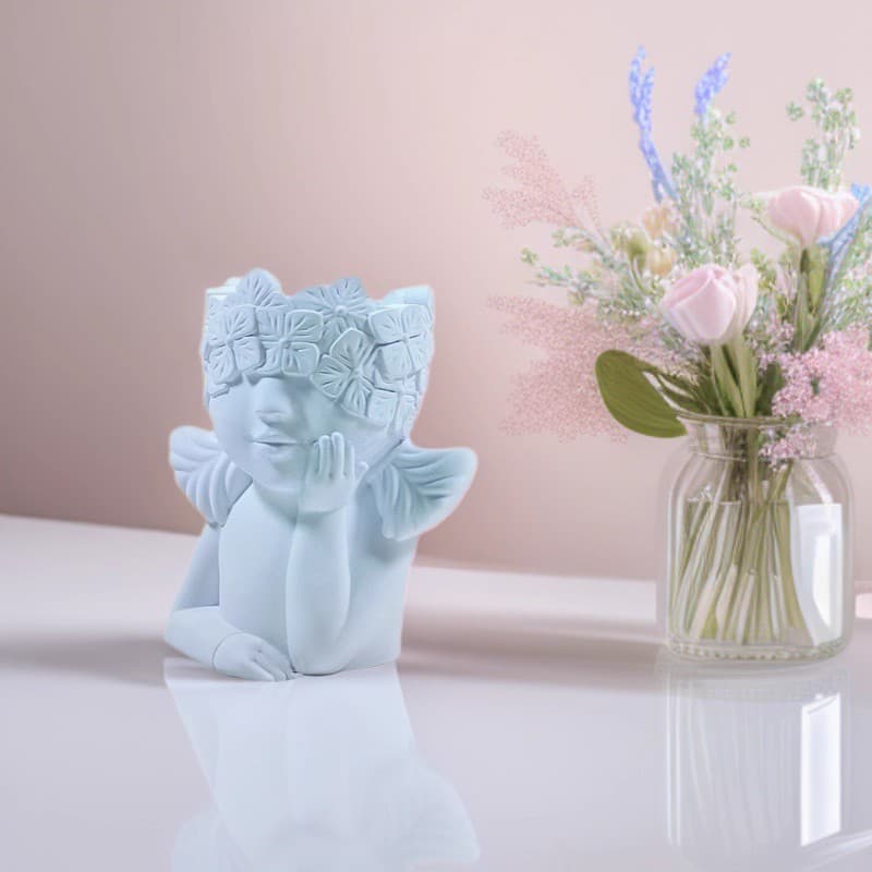 Sleeping Face-Down Masked Girl Silicone Mold Angel Girl Flower Pot Succulent Plant Indoor 3D Decoration C525