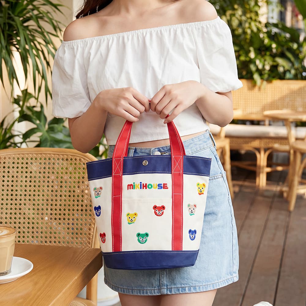 Mommy Cartoon Animal Pattern Canvas Tote Bag Large Capacity Gift Bag Lunch Box Commuting Bear Small Handbag