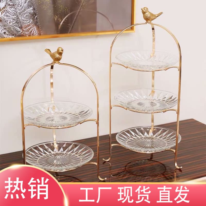 European American Coffee Table Ornament Candy Plate Cake Tray Crystal Fruit Plate Creative Modern Fruit Plate Living Room Household