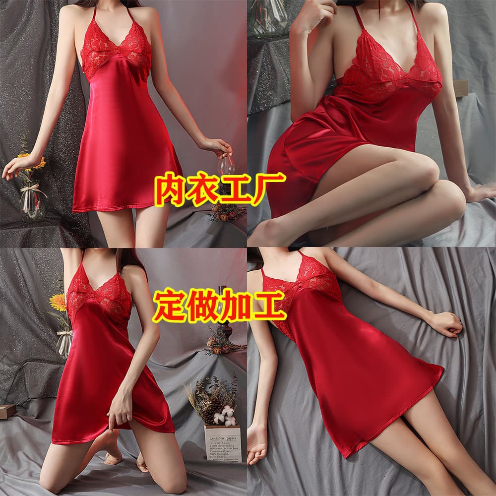 Cross-border sexy lingerie, lace slip dress, wholesale from the manufacturer (9978), sexy V-neck nightgown.