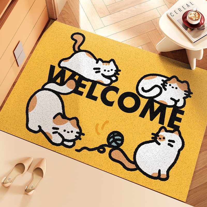 New Cartoon Entrance Door Mat, Shoe Changing Area Decorative Mat, Scratch and Wear Resistant, Dust-Proof PVC Coil Mat