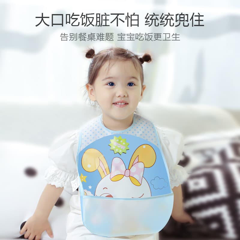 Factory three-dimensional wash-free baby food bag EVA bib children's bib waterproof sleeveless smock baby saliva bag