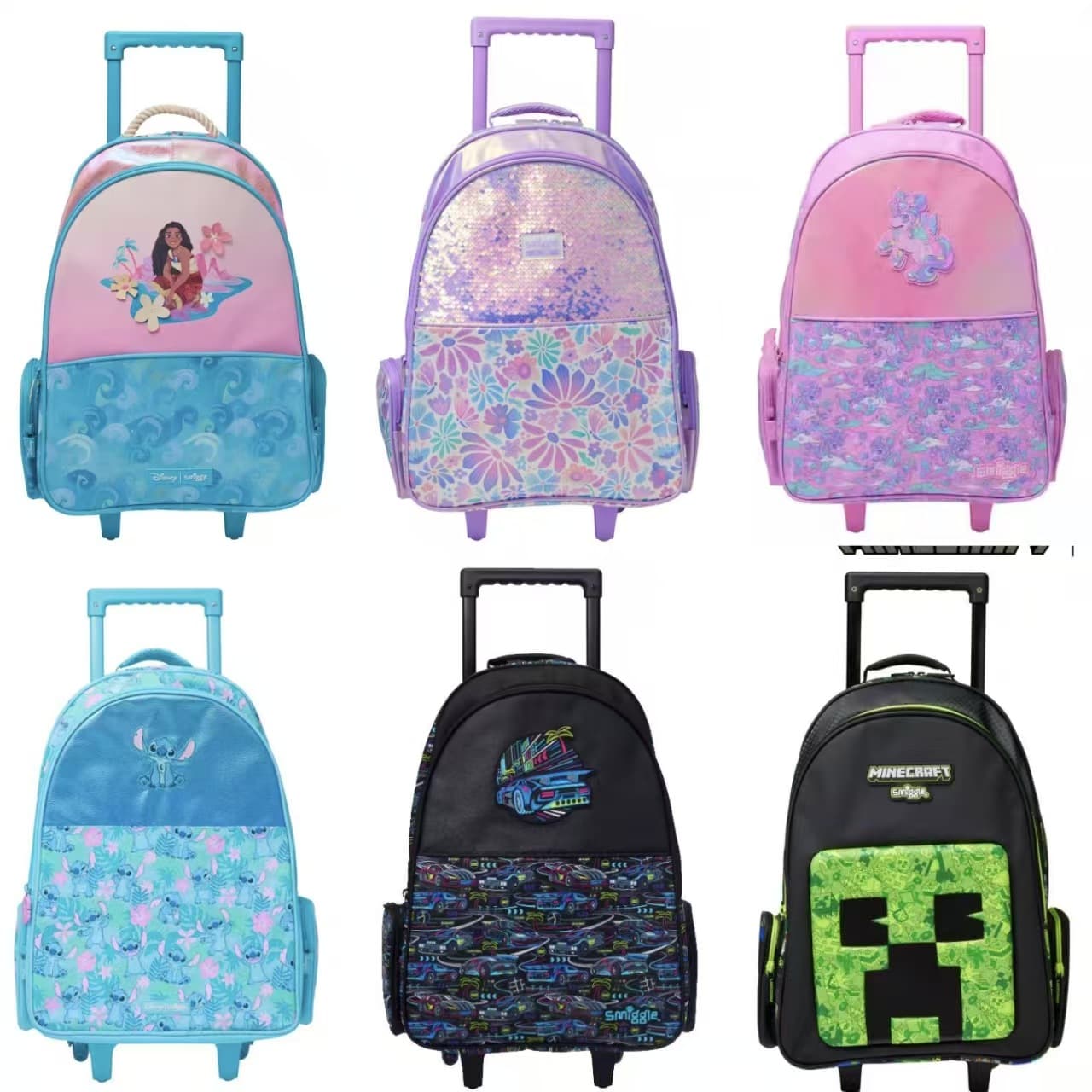 Australian smiggle large trolley schoolbag can carry primary school students trolley schoolbag children's travel backpack