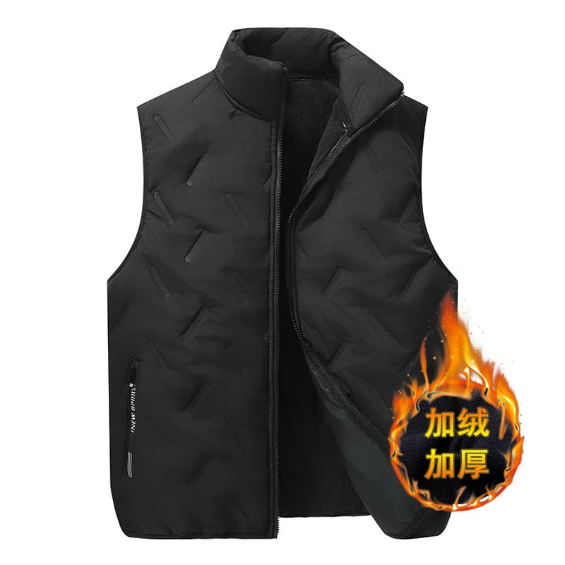 Plus Fertilizer Men's Vest Winter Plus Size Waistcoat Fleece-Lined Warm Cotton Vest for Heavy Men Autumn and Winter Vest