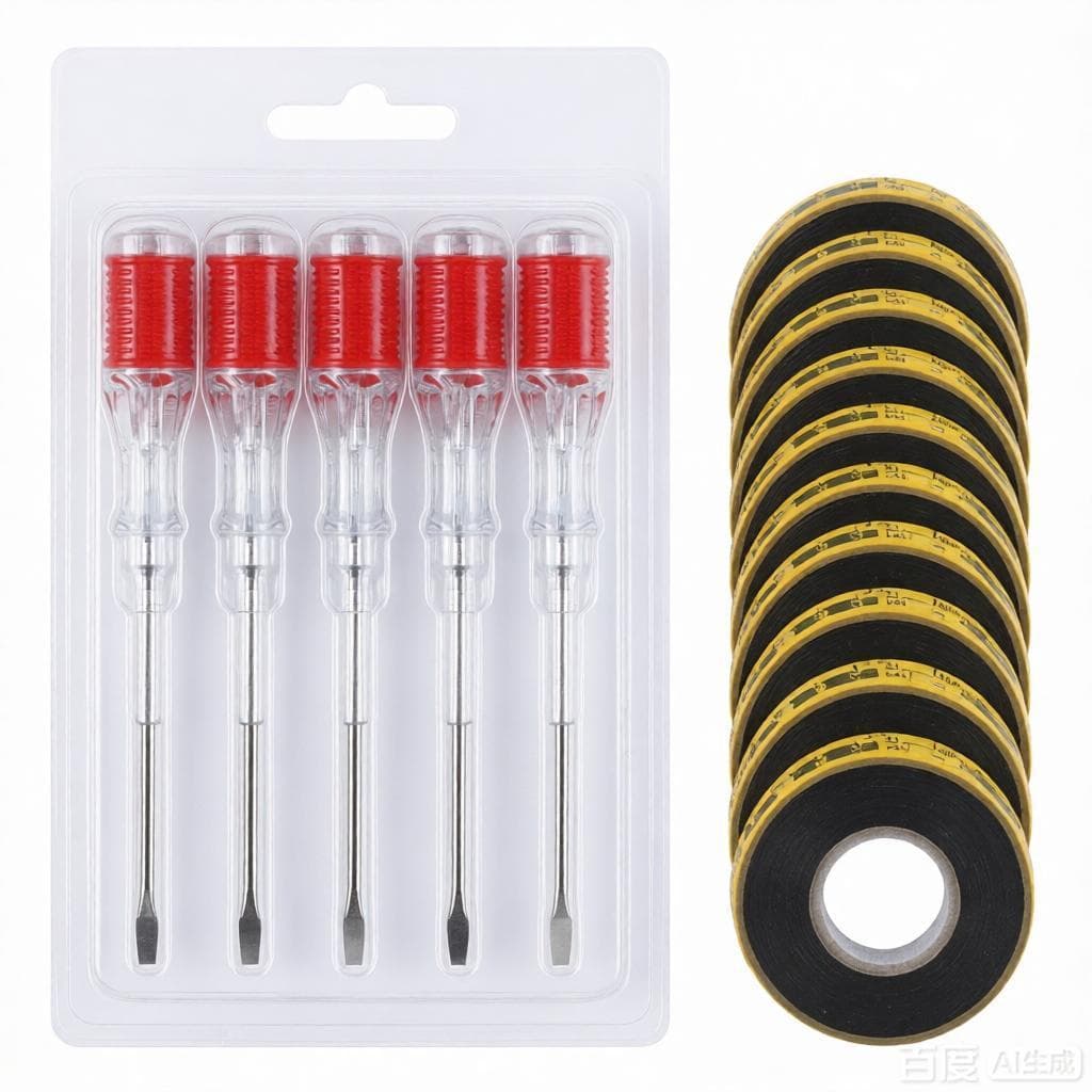 10-piece electrician's test pen screwdriver set plus 30 pieces of electrical tape