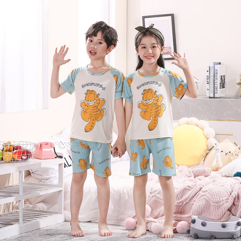 Boys' Pajamas Summer Thin Cotton Short Sleeve Boys' Set for Big Kids 12 Years Old Cartoon Loungewear