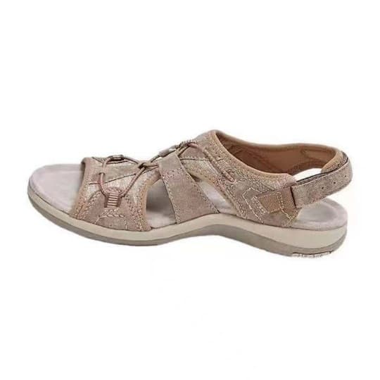 Women's sandals in stock 2021 summer new round toe breathable casual sandals foreign trade large size flat beach sandals for women