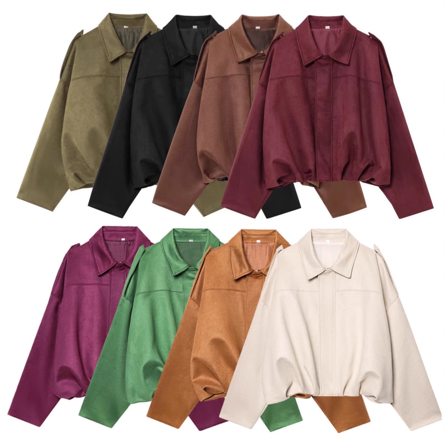Wholesale European and American Retro Women's New Fashion Suede Effect Simple Bomber Jacket Trendy