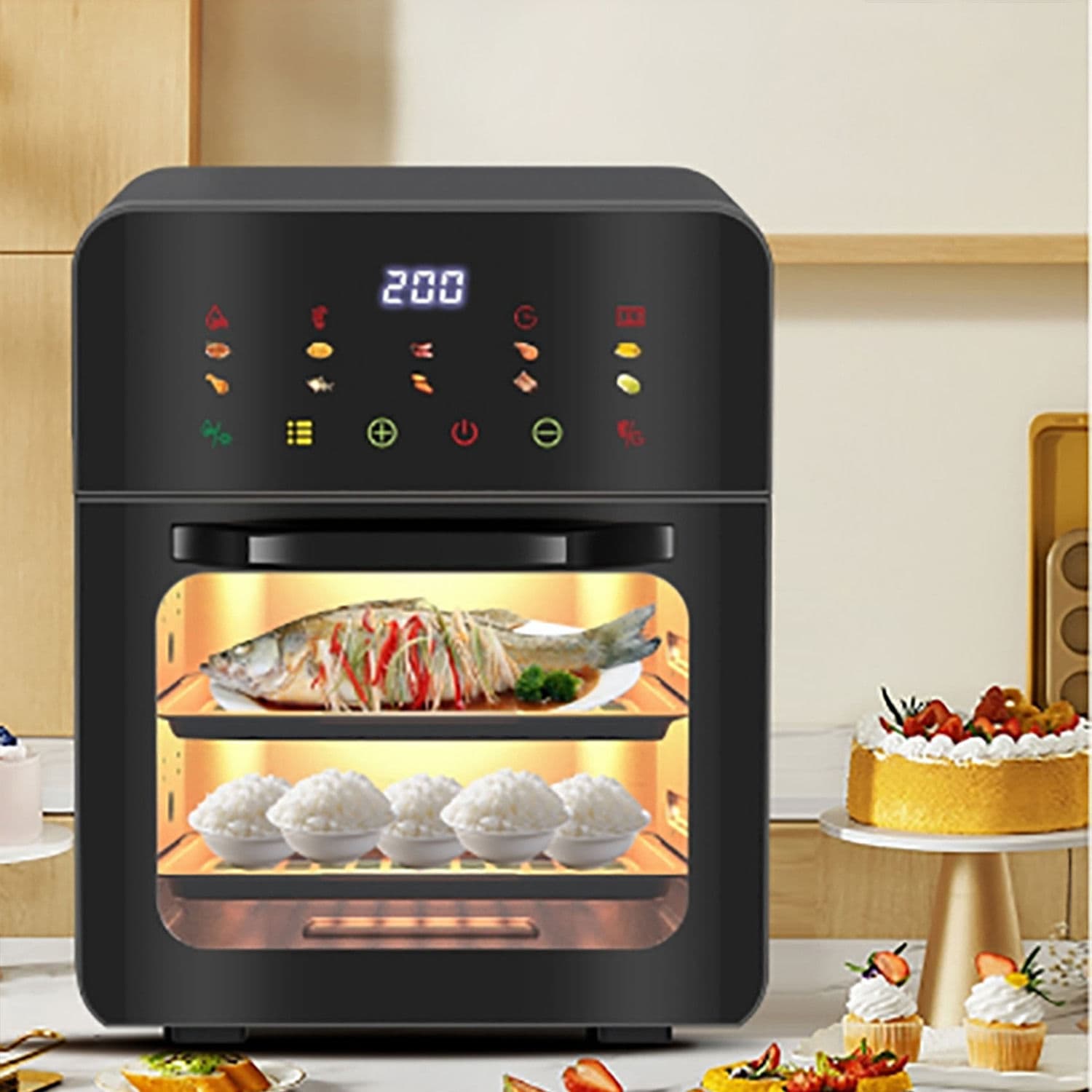 Air Electric Fryer for Home Use, New Model with Visible Window, Multifunctional Smart Baking Integrated, 2025 New Oven, Free Shipping Cross-border