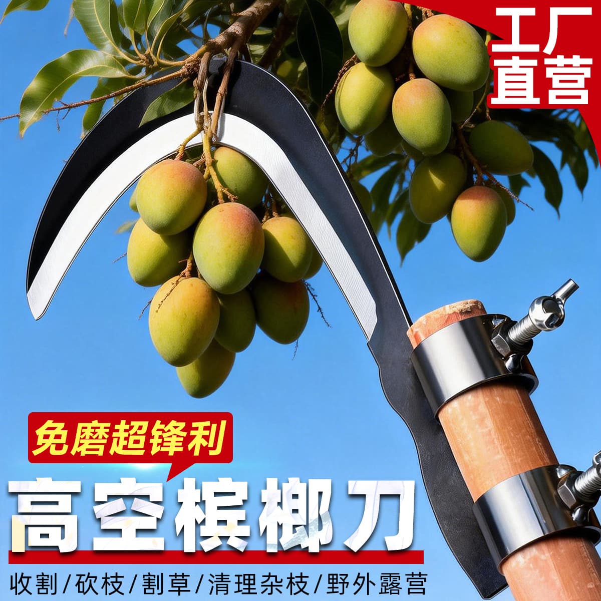 Areca Nut Sickle Scythe Agricultural Grass Cutter High Altitude Toon Weed Removal Tool Small Sickle Outdoor Fishing Knife Sickle Head