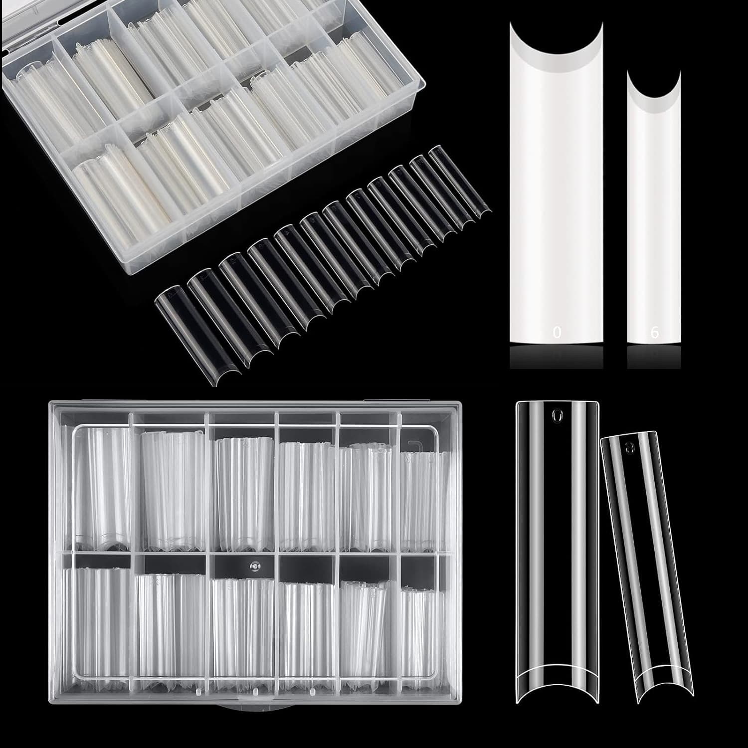 240 piece box half stick xxl transparent nail tip coffin nail tip C curve square nail piece water pipe fake nail