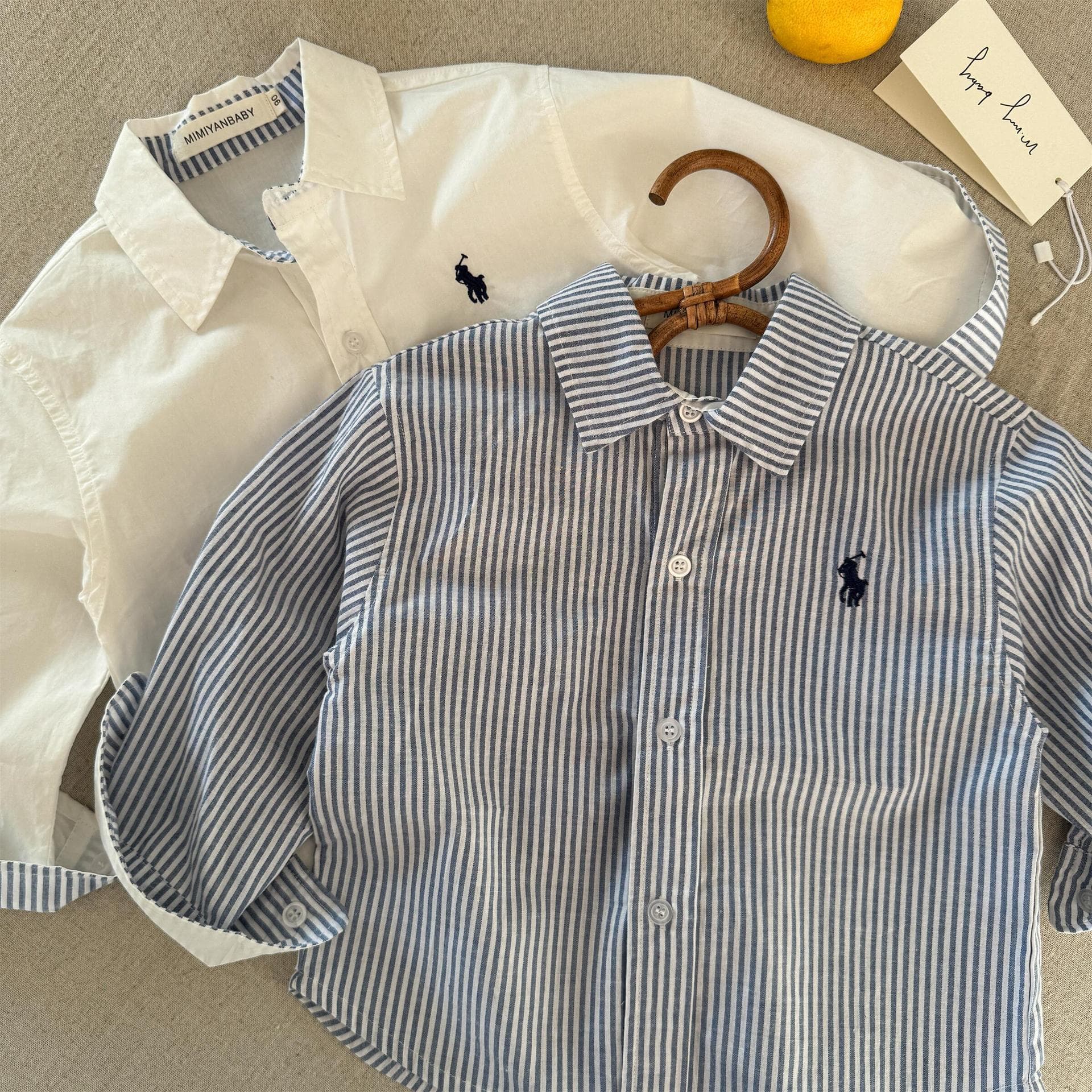 Kids Striped Shirt for Boys and Girls 25 Spring Autumn Long Sleeve Blouse Baby Turn-Down Collar School Style Shirt Cross-Border
