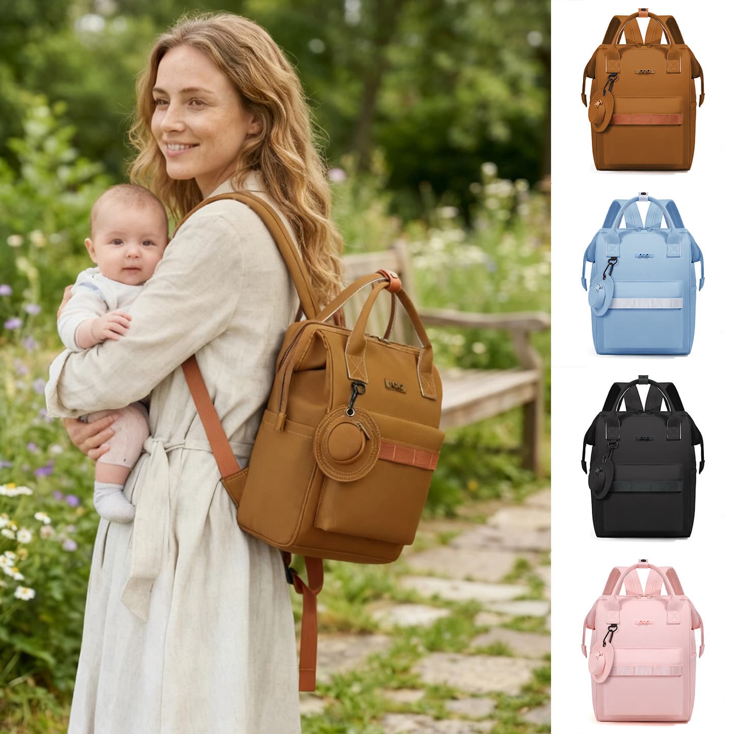 Cross-border large-capacity mummy bag multi-functional partition outdoor portable mother and baby bag nylon backpack travel backpack