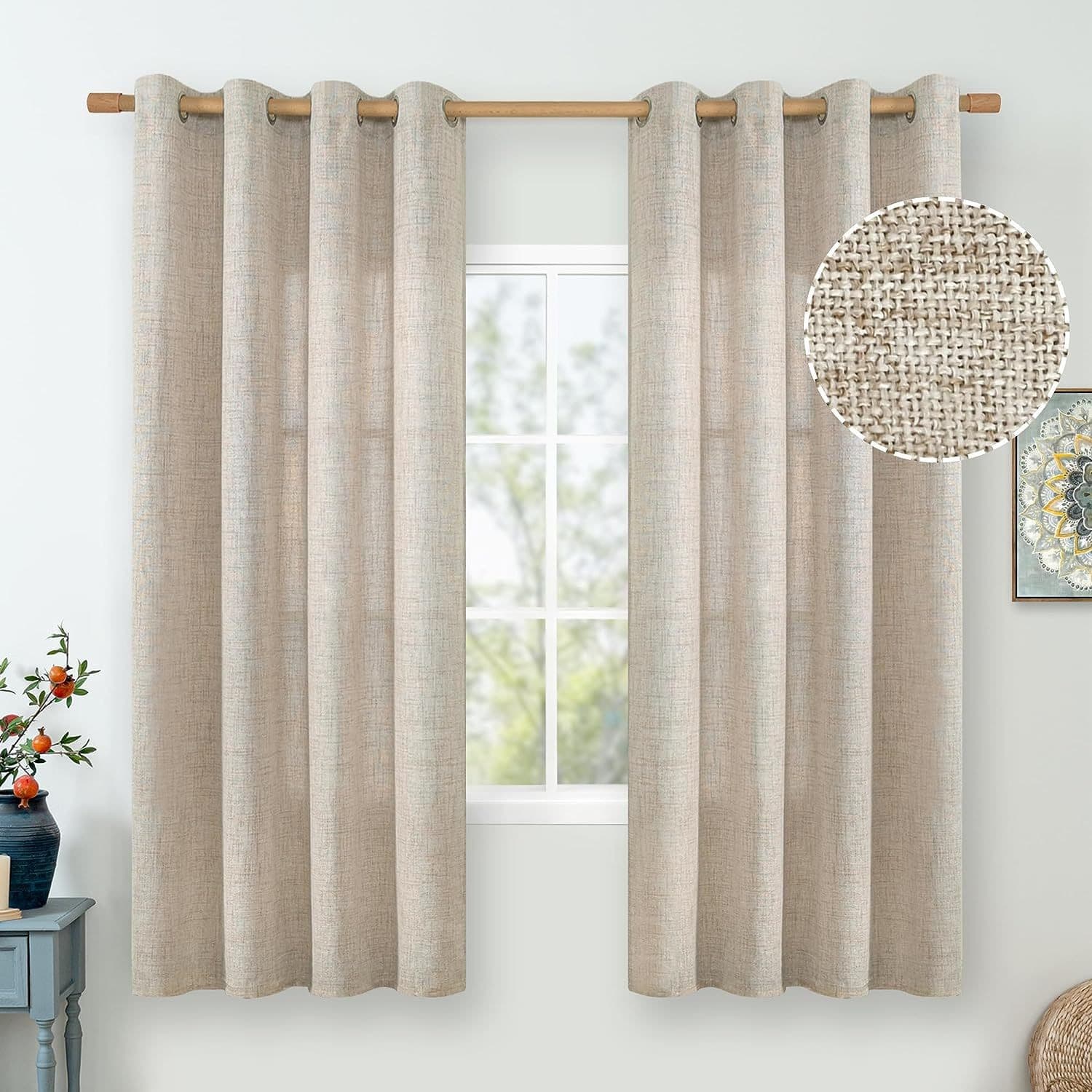 Cross-border Cotton Linen Curtain New Style Log Linen Sheer Curtain Light-Transmitting but Not See-Through Sheer Curtain for Bedroom Living Room Trendy Curtain