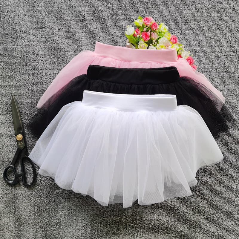 Children's Dance Skirt Soft Tulle Ballet Half Tutu White Puffy Skirt Four-Layer Performance Chinese Dance Half Skirt for Girls