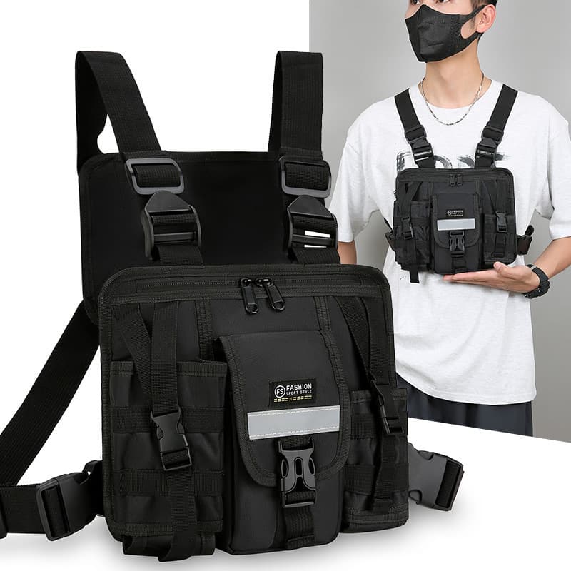Outdoor Tactical Backpack Cross-border New Multi-functional Oxford Fabric Casual Cycling Backpack Trendy Functional Vest Bag