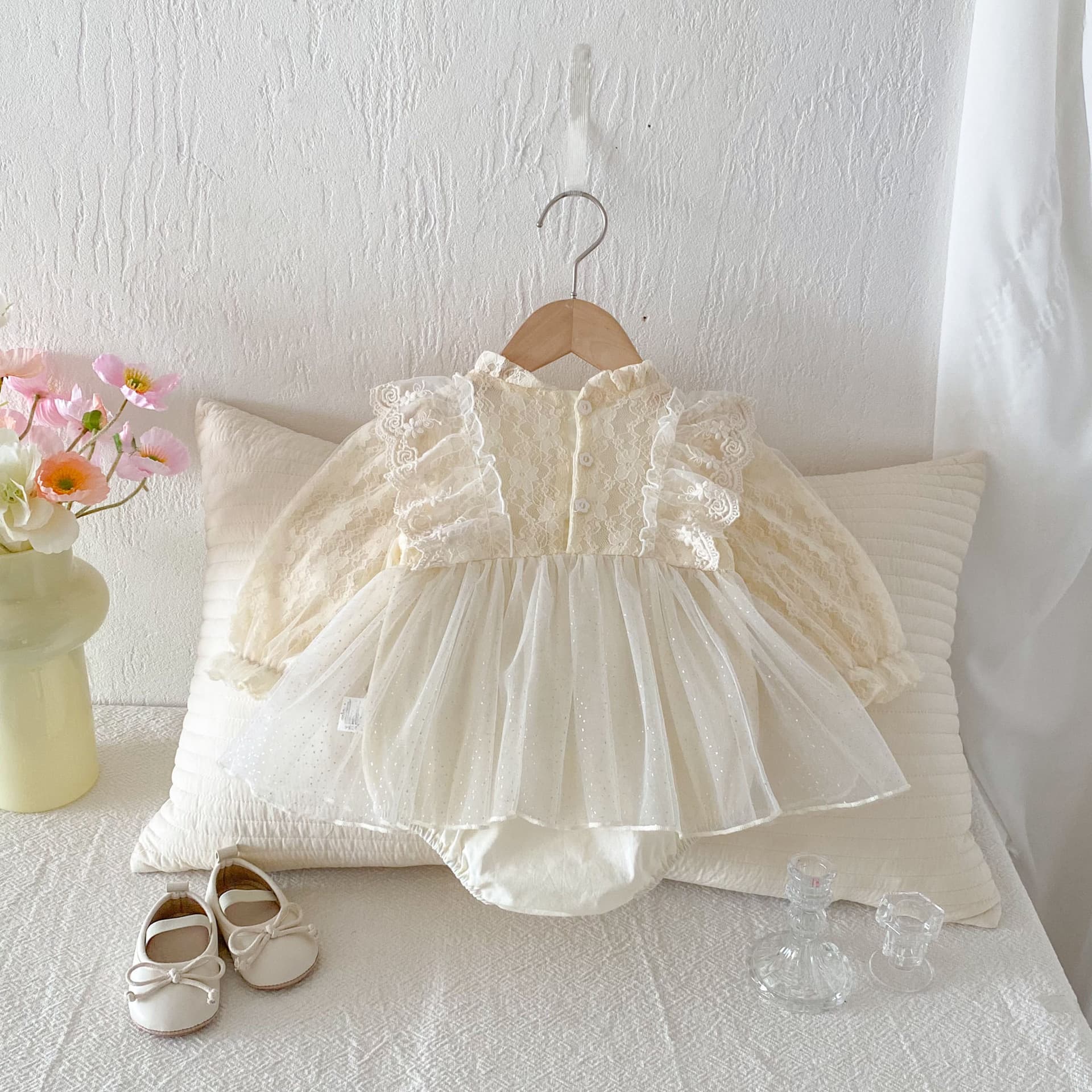 Korean Style Baby Clothes Autumn Baby Girl Princess Romper Full Month 100 Days Newborn Bodysuit First Birthday Formal Outfit