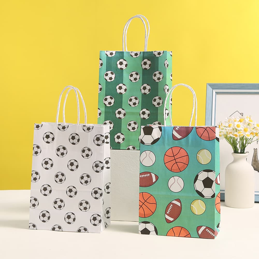 Creative Soccer Gift Bag Kraft Paper Bag Sports Party Gift Wrapping Bag Tote Bag Casual Gift Bag Wholesale