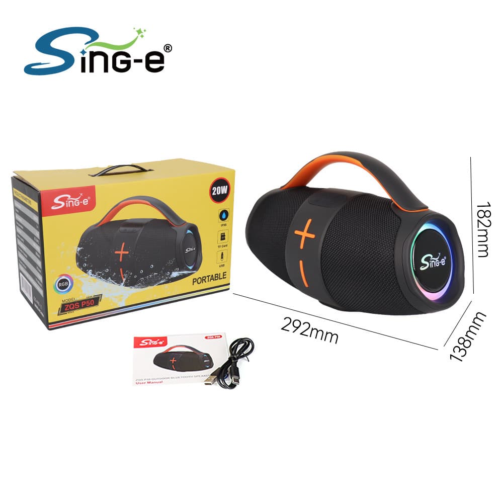 Sing-E Zqs P50 Outdoor Portable Bluetooth Speaker with Rgb Lighting for Indoor and Outdoor Use