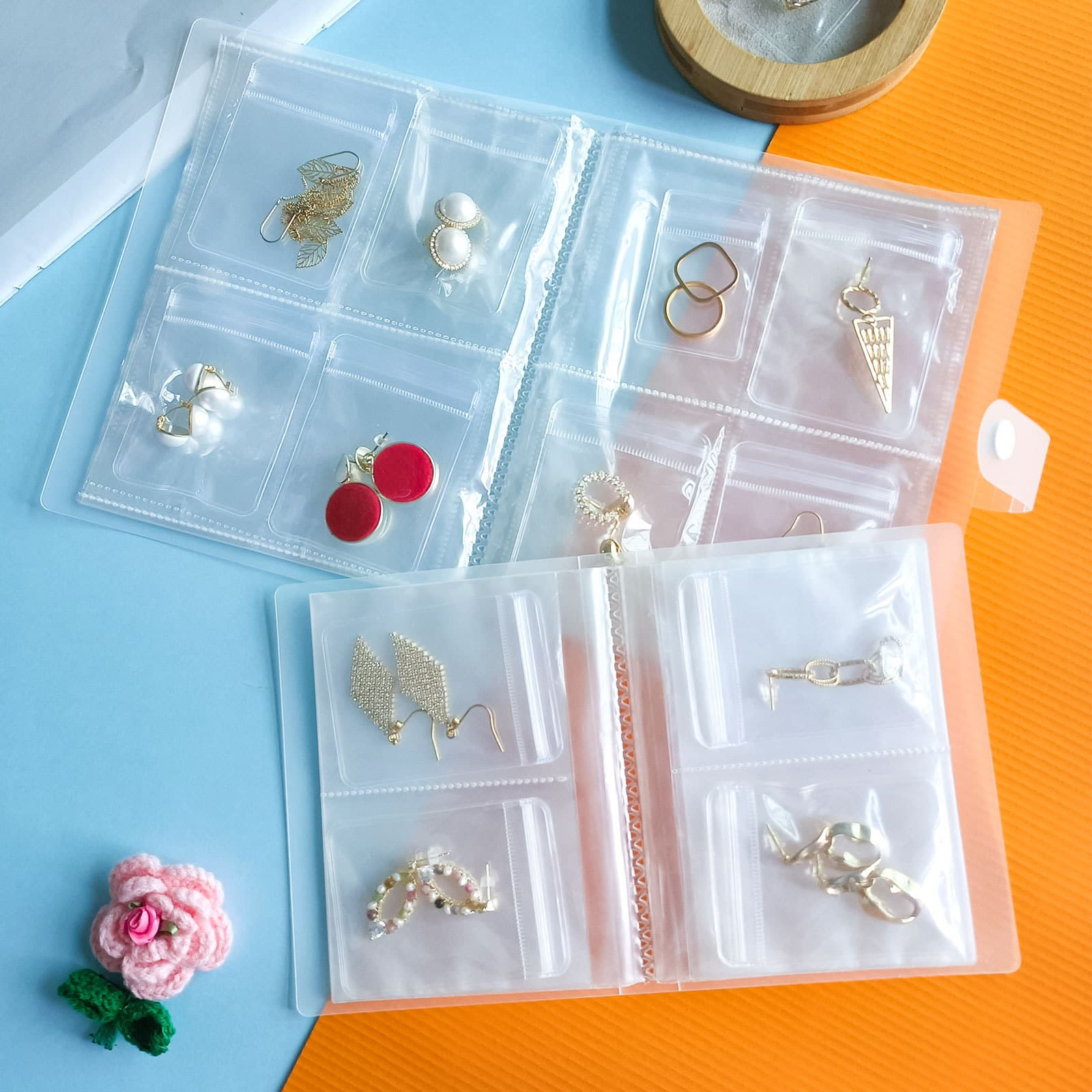Earrings and rings anti-oxidation storage book, jewelry dustproof card bag, transparent jewelry storage book, necklace and bracelet resealable bag