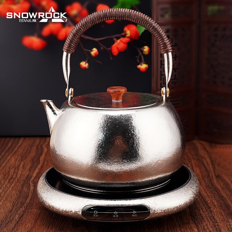 SNOW ROCK Pure Titanium Teapot Gift Box Set Premium Business Gift Titanium Tea Set for Electric Ceramic Stove Tea Art