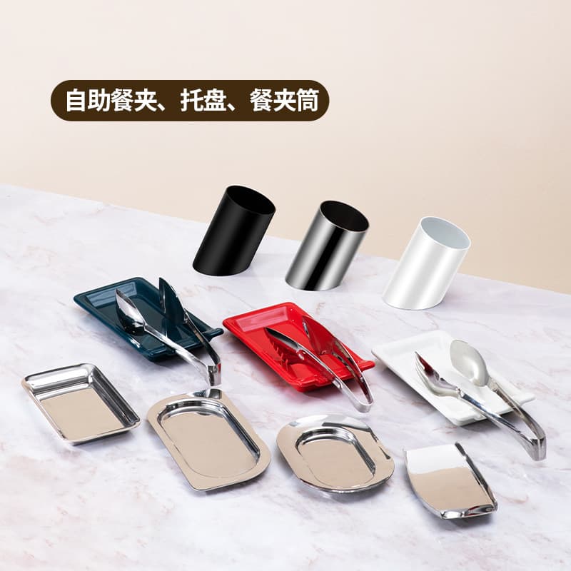 Stainless Steel Food Tongs Plate Small Tray Tongs Holder Buffet Use Hotel Restaurant Canteen Commercial Home Cup Holder Ceramic