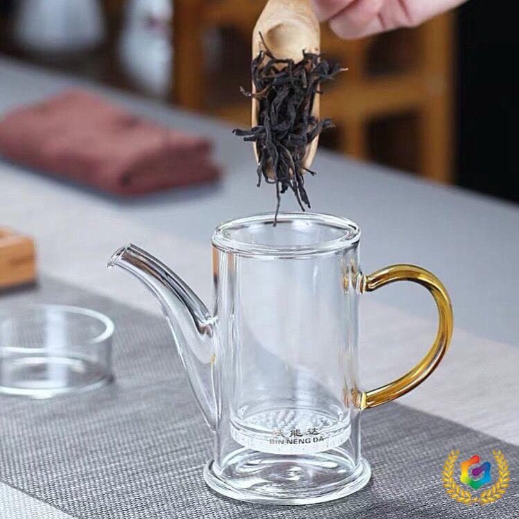 ✅ Thick Glass Teapot with Filter for Brewing Black and Green Tea, Compact Office Gongfu Tea Set