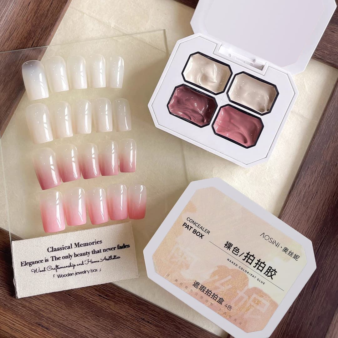 Concealer manicure pat glue 2026 new upgraded special nude skin color free line gradient smudged four-square grid concealer