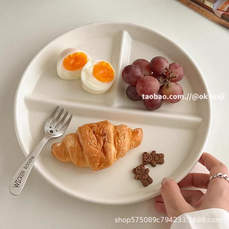 211 fat-reducing dinner plate, divided plate, divided plate, ceramic tableware, home divided breakfast plate, separated fruit plate