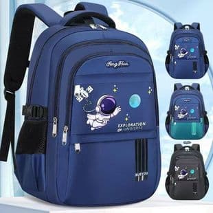 School Backpack for Elementary Students Grades 1-9, Large Capacity, High-Aesthetic Ins Style, Lightweight, Space-Themed Boys' Backpack