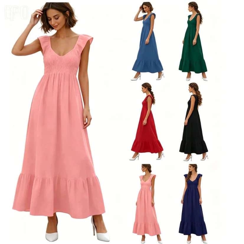 Amazon cross-border women's dress European and American style Amazon European and American new retro slim long sleeves with tassels