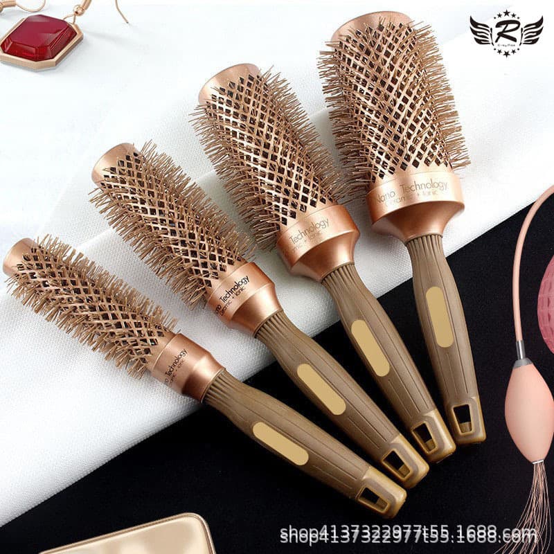 Salon Round Barrel Curling Brush Bristle Hairbrush Air Aluminum Tube Ceramic Inward Curl Hair Styler Volumizing Christmas Promotion