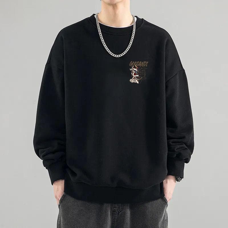 Workwear Hoodie for Men Spring Autumn Oversized Loose No Hood Printed Jacket Work Casual Long Sleeve T-Shirt