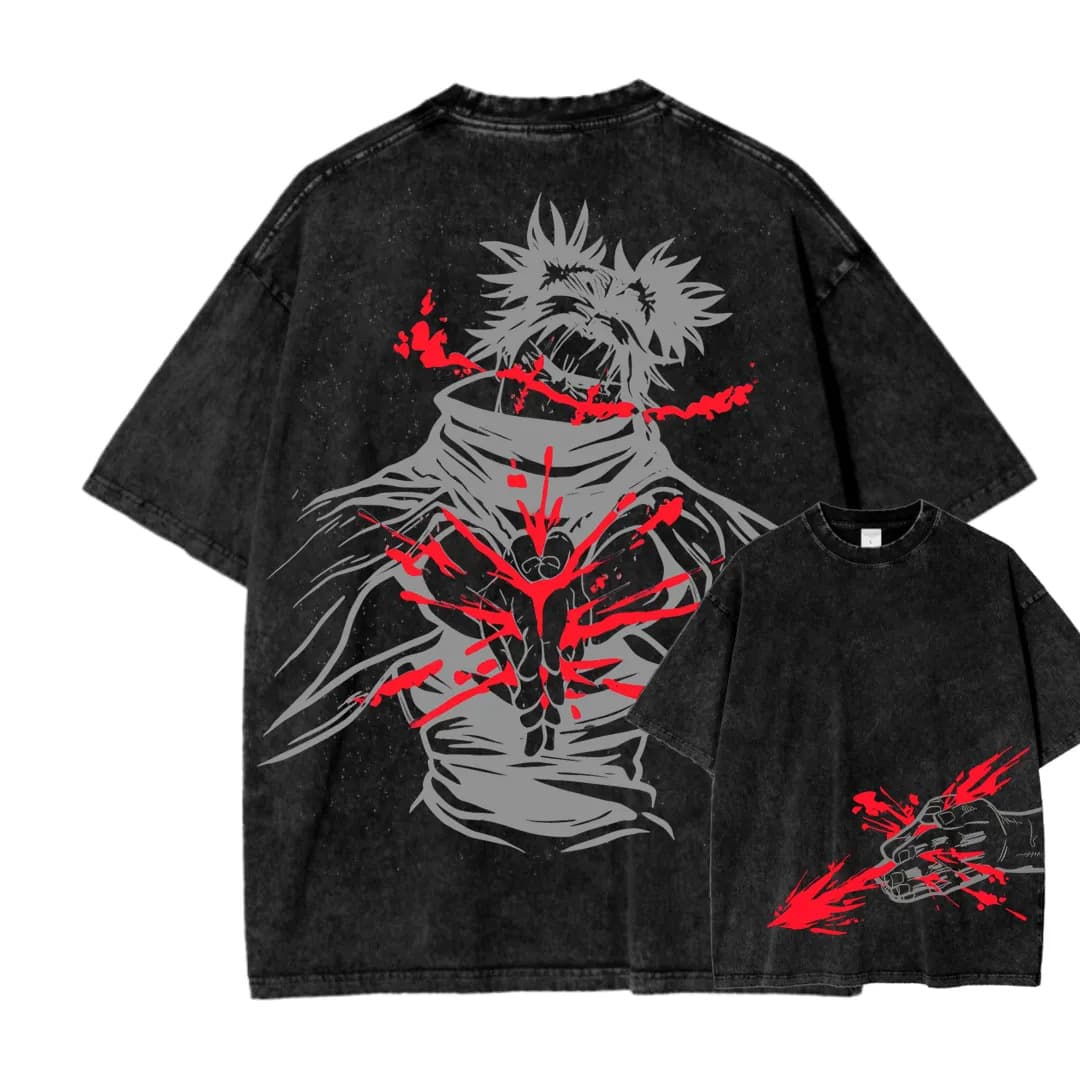 Retro Jujutsu Kaisen CHOSO T-shirt for men and women anime washed cotton T-shirt summer Harajuku street men