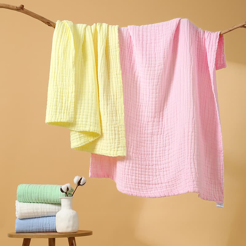 Cross-border infant bath towel, solid color six-layer gauze, newborn bubble cotton bath towel, carrying blanket, baby autumn and winter cover blanket.