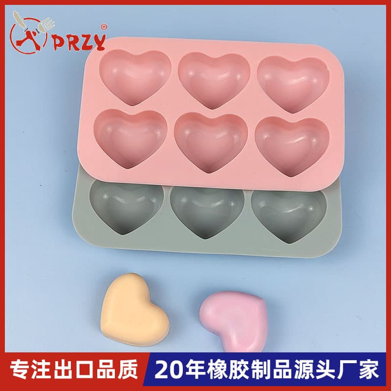 Heart-shaped DIY Decoration Chocolate Cake Mousse Mold Valentine's Heart 6-Cavity Handmade Soap Dessert Decor