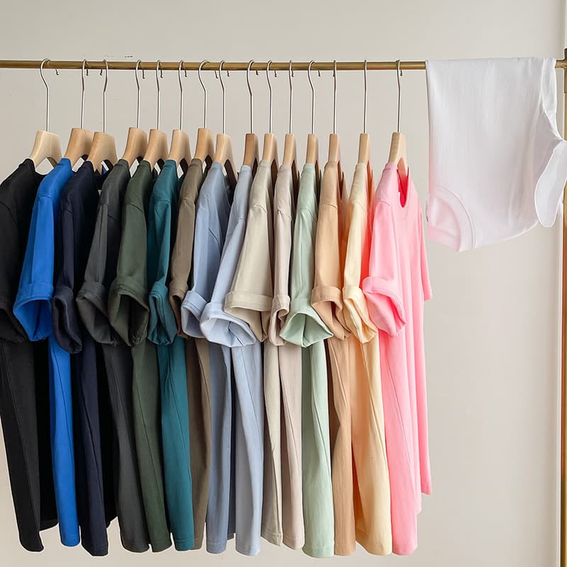 Pure Cotton Pure Color Short-Sleeved T-Shirt 230g Heavy White T-Shirt for Men and Women Same Style Couple Wear Round Neck T-Shirt White Bottoming Shirt