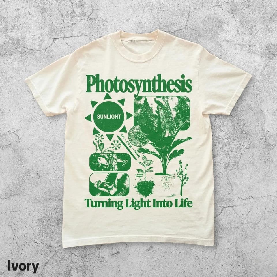 Photosynthesis Retro T-Shirt Vintage Plant 90s Y2K Science Graphic Tee Botanical Biology Wildflower