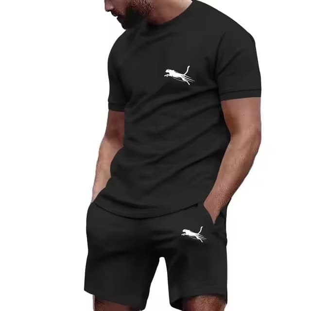 2025 New Men's Sportswear Short-Sleeved T-Shirt and Sports Shorts Summer Casual Jogging Pants Suit Men