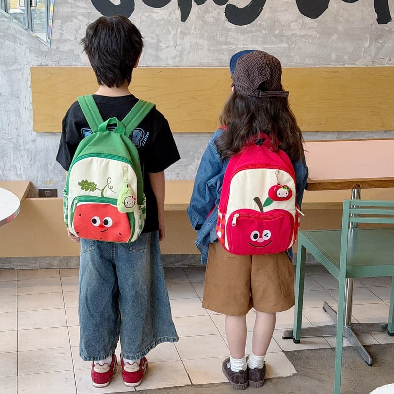 Cute fruit style children's backpack 2026 new Korean style boys and girls kindergarten school bag fashionable outdoor backpack
