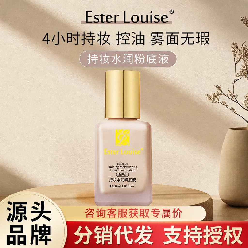 Ester Louise Long-Wear Liquid Foundation Lasting Coverage Oil Control Waterproof Sweat-Proof Skin-Fitting Foundation Authentic