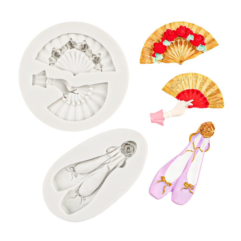 Ballet Shoe Fondant Mold Aroma Gypsum Fan Diffuser Stone Silicone Mold Resin Jewelry Decorative Pendant Charm
