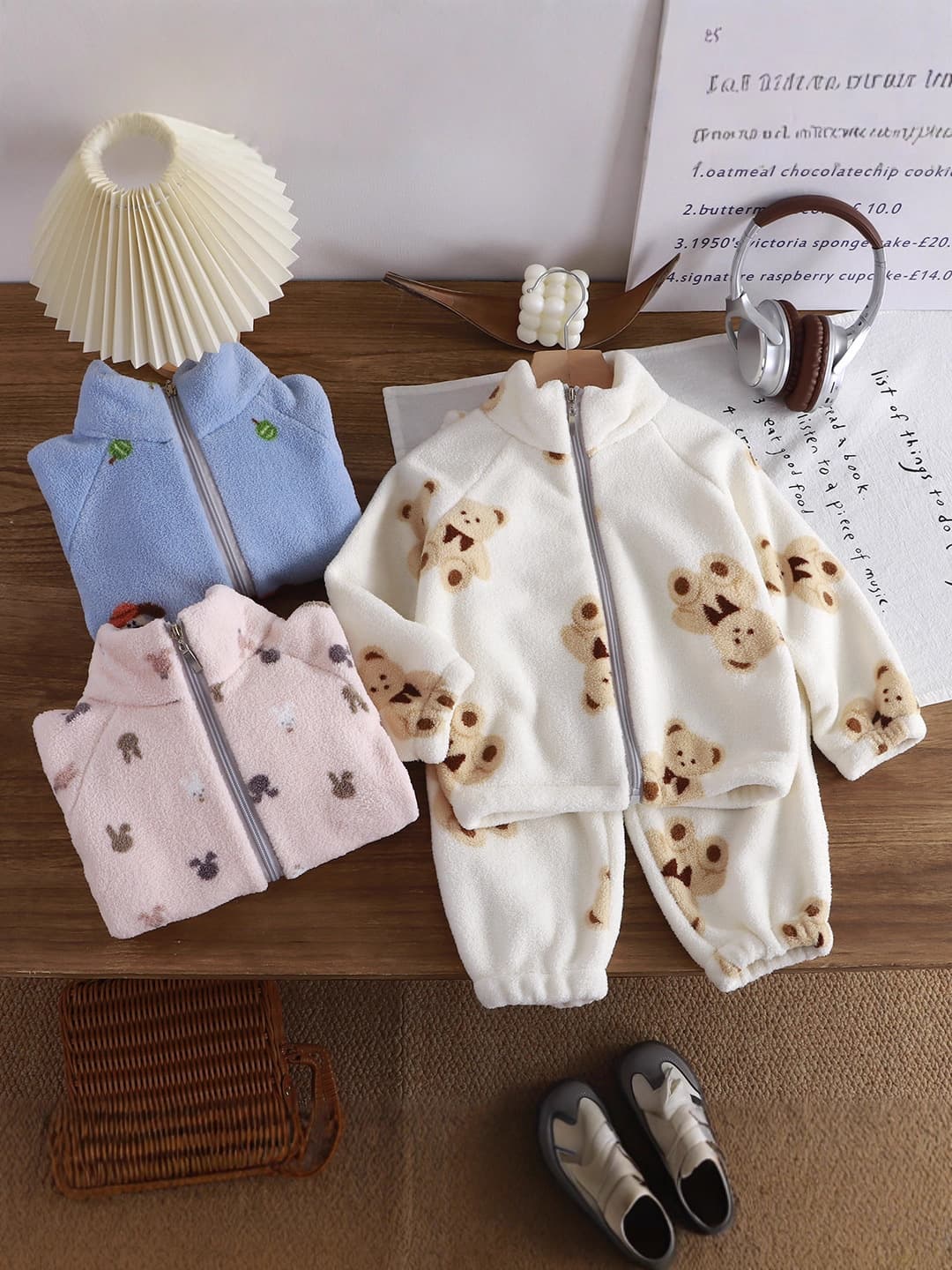 New Winter Fleece-Lined Thick Set Korean-Style Kids' Homewear Boys and Girls Thermal Suit Children's Clothing Wholesale