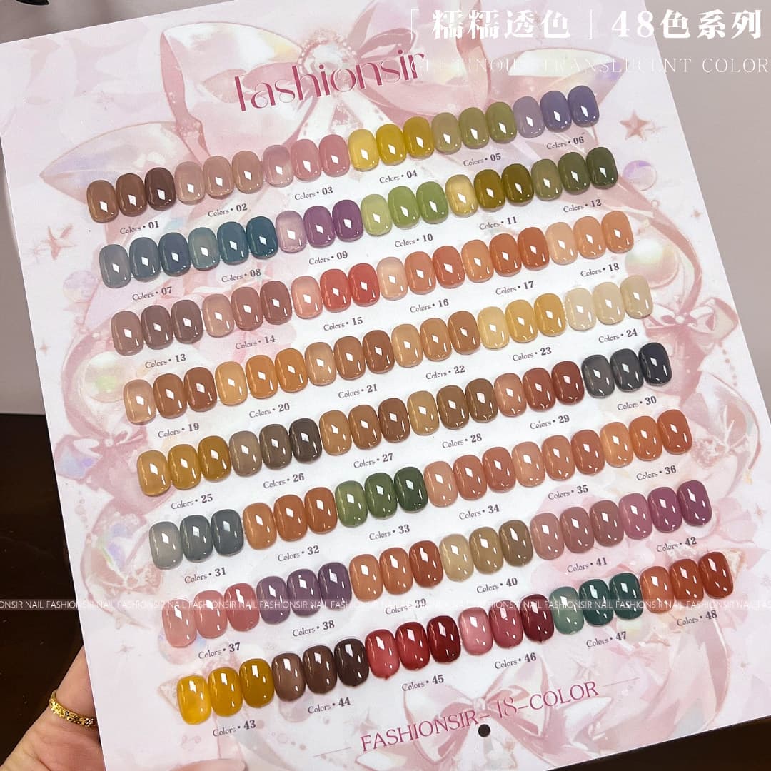 Mr. Fashion Nuonuo Four Seasons Semi-Transparent 48-Color Universal Base Coat Gel Polish Sheer Colors Nail Art 2026 New Set