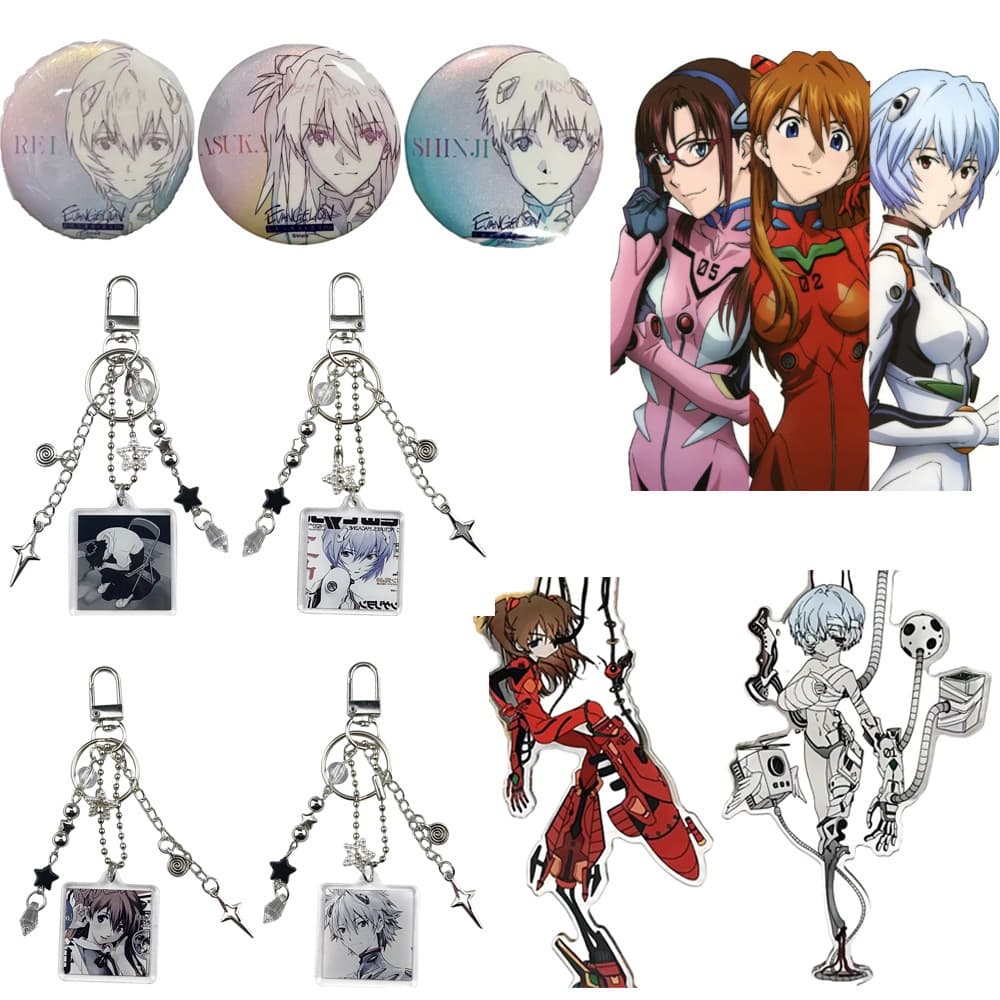 Japanese Anime Accessories Evangelion Acrylic Keychain Cute 2D Keychain Cartoon Pendant