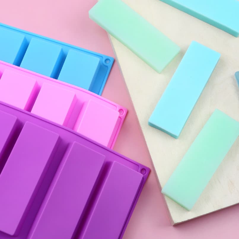 Wholesale 8-Cavity Rectangular Silicone Soap Mold, Cold Process Handmade Soap Mold DIY Square Soap