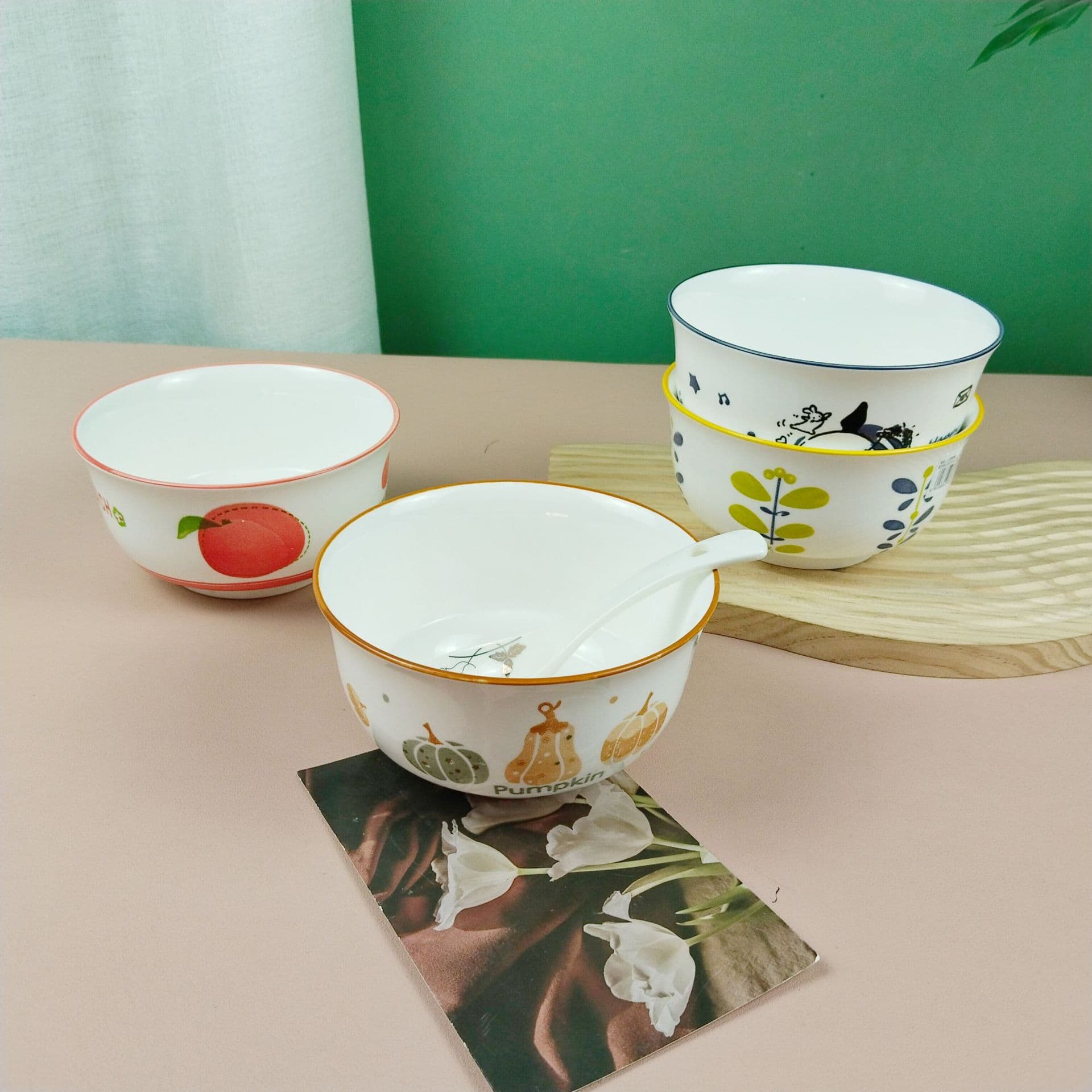 High Yan Value Small Fresh Ceramic Rice Bowl Soup Bowl Cute Rice Bowl Creative Home Bowl