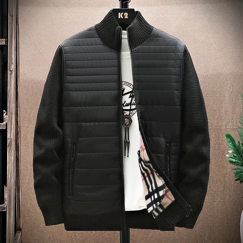 High-Quality Autumn and Winter New Men's Middle-Aged Casual Stand-Up Collar Knitwear Cardigan Sweater Jacket Versatile Fleece-Lined Trend