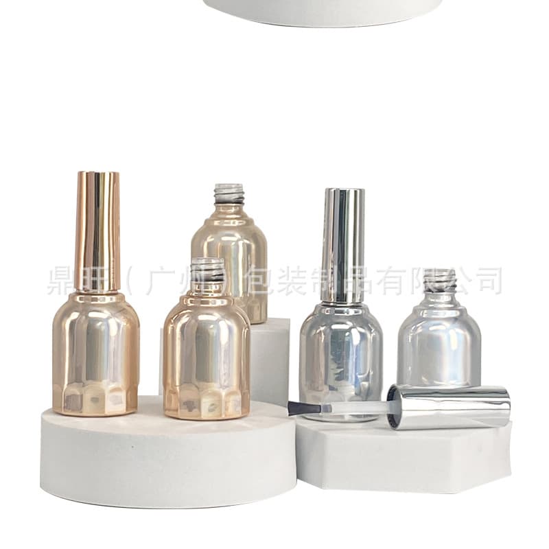 Factory Direct 13ml Electroplated Gel Polish Bottle, Customizable Empty Glass Nail Polish Bottle, Functional Gel Refill Bottle