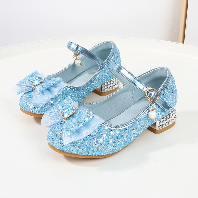 Girls' High Heel Princess Shoes Sparkling Crystal Slip-On Spring Autumn Style Children's Footwear Little Girls' Favorite Shoe